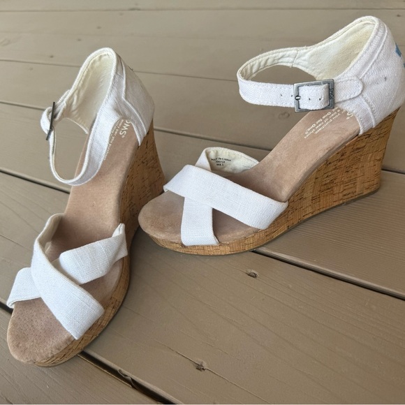 Toms Sienna Cork Wedge Sandals sz 8.5 - Picture 1 of 8